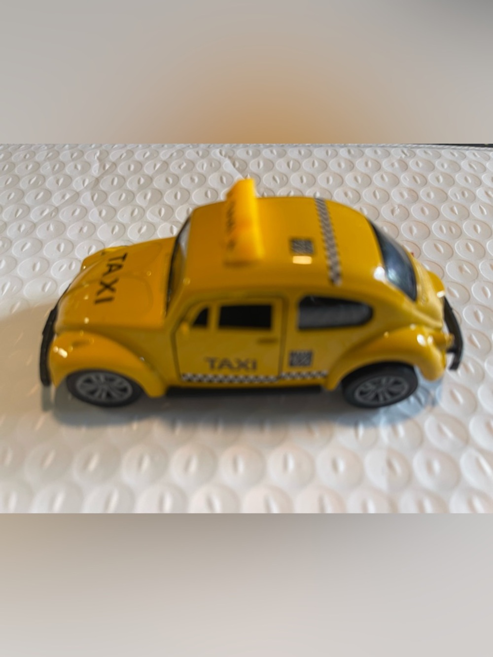 Yellow Taxi Toy Car - Kids Toy 3.5 inches long- doors open Pull back n Go Action